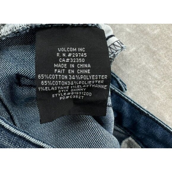 Volcom Jeans Womens Size 3/26 Stix Skinny Low Rise Light Washed Denim Blue - Picture 9 of 12